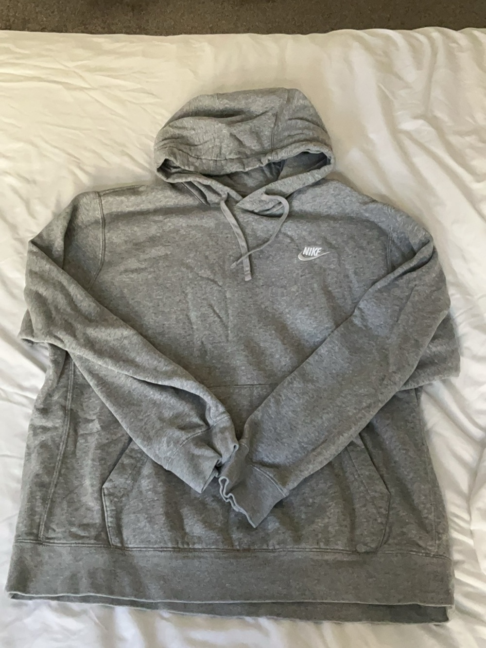 Nike Gray Pullover Hoodie with White Swoosh